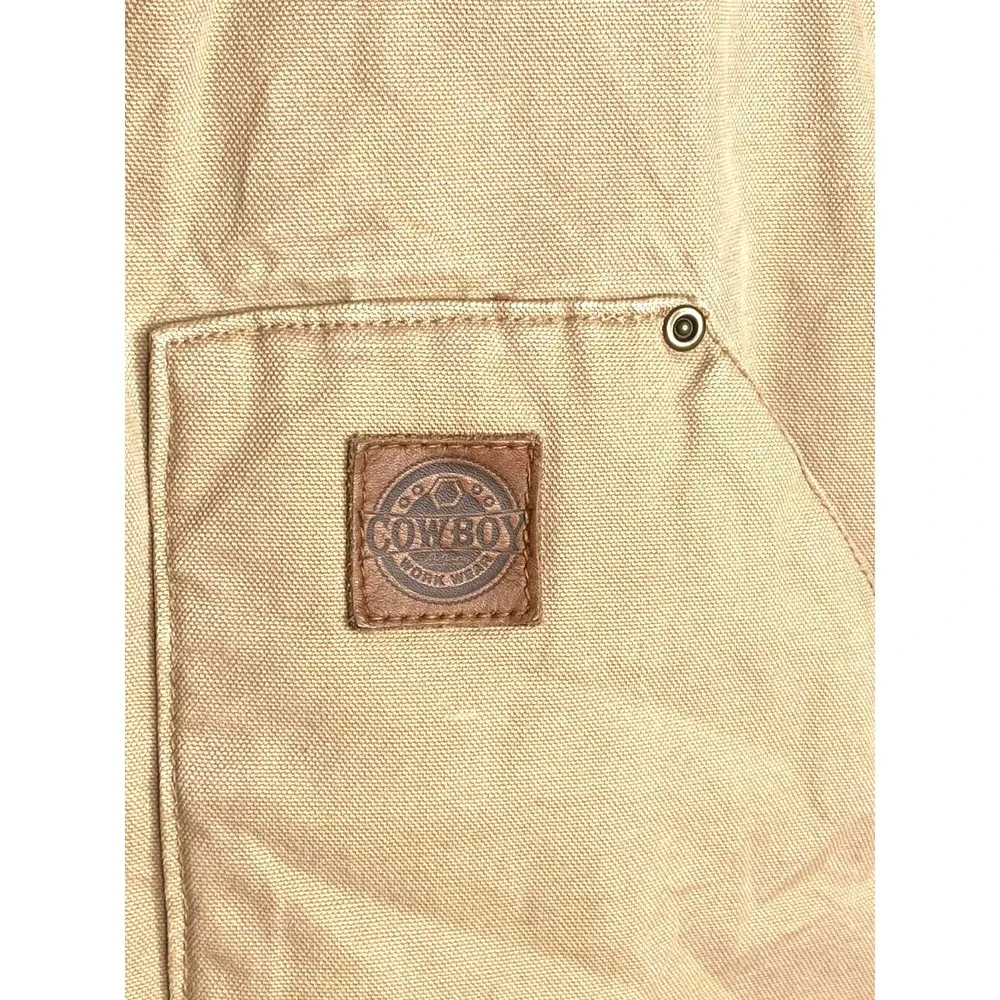 Cowboy Workwear men's vest Full Zip Tan Canvas lined chore barn quilted size unk